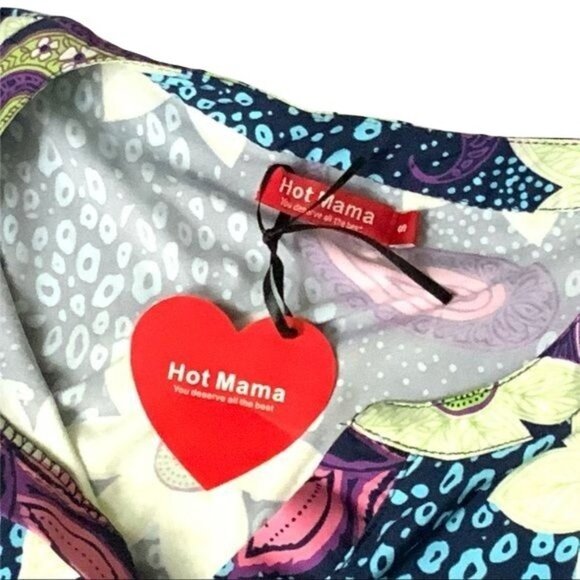 Hot Mama Multicolor Floral Blouse Size S 3/4 Sleeve - Picture 3 of 11